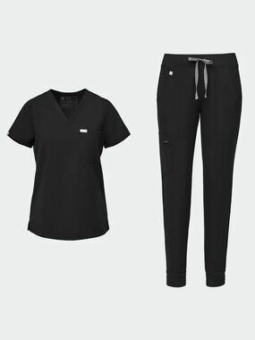 FIGS Scrub Set Black Small – Casma Top + Zamora Joggers – Excellent Condition